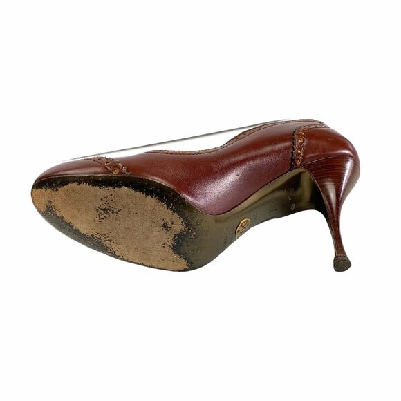 Authentic Burgundy D&G Dolce & Gabbana Shoes Heels Slip On Pumps 40 Wing Tip 7.5 - Picture 7 of 12